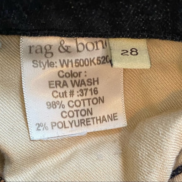Rag & Bone Stiletto Boot Cut Dark Wash Denim Jeans Size 28 Cotton Blend - Picture 10 of 16